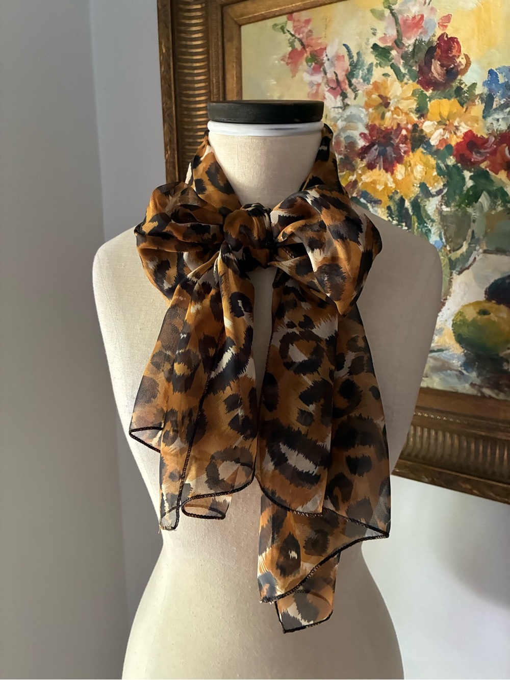 Vintage Cheetah Print Long Rectangular Scarf